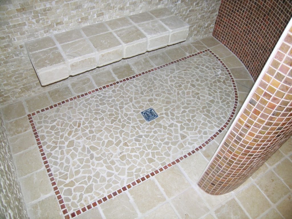 shower floor inlay and shower bench